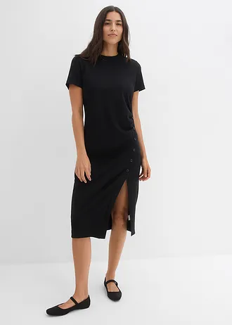Robe T-shirt en matière texturée • noir • Boutique bonprix