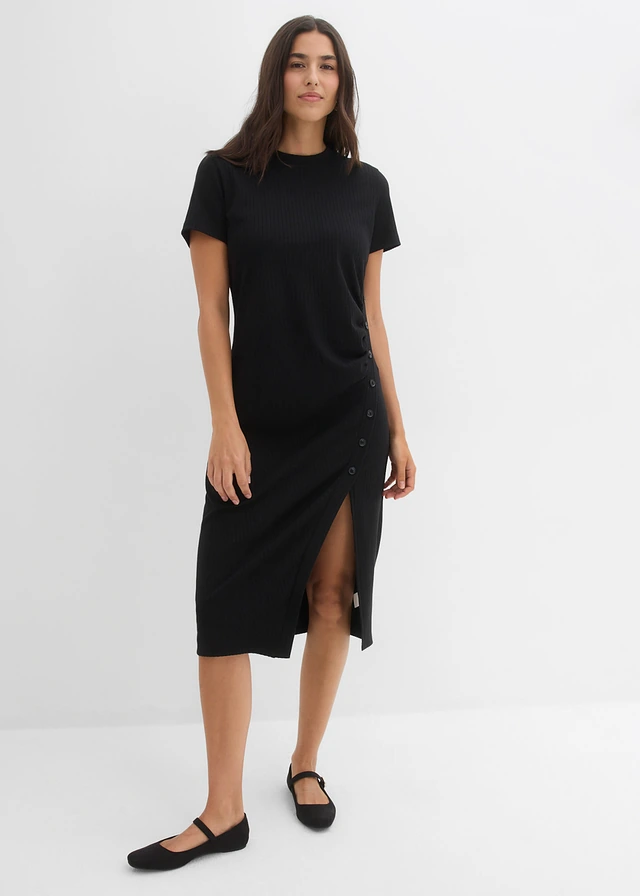 Rochie din tricot cu textură, culoare: negru