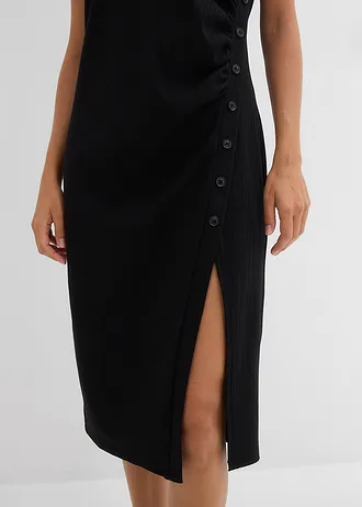 Robe T-shirt en matière texturée • noir • Boutique bonprix