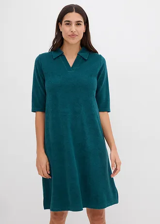 Robe midi avec col polo, Couleur: vert poivre