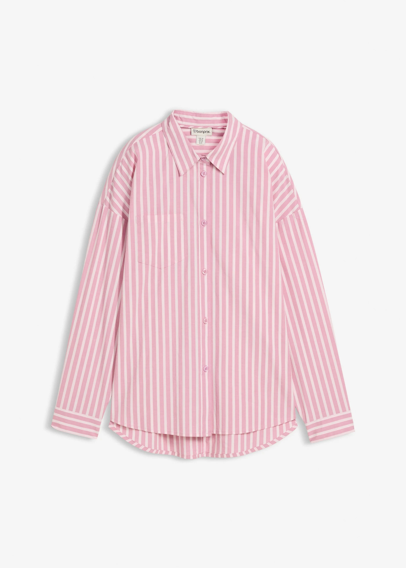 Bluză oversize din poplin din bumbac • mov-maroniu-roz deschis dungat vertical • magazin bonprix