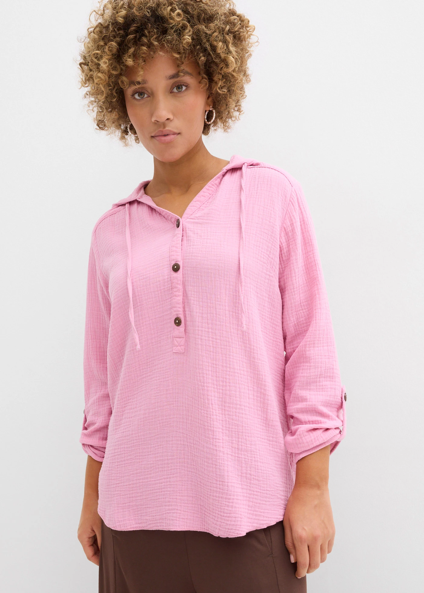 Mousseline blouse van katoen • roze • bonprix online shop