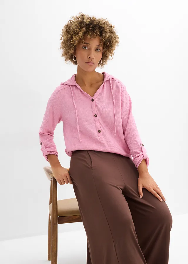 Mousseline blouse van katoen • roze • product-page.page-title-suffix