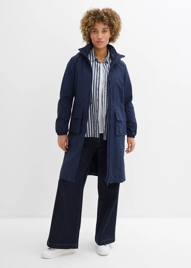 Waterafstotende, lichte parka donkerblauw