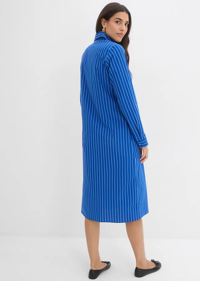 Jurk van katoen met een overhemdkraag • arctisch blauw/middenblauw/donkerblauw gestreept • product-page.page-title-suffix