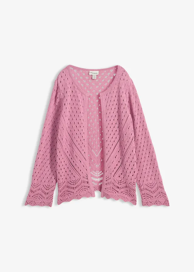 Cardigan ajouré 100% coton • mauve • Boutique bonprix