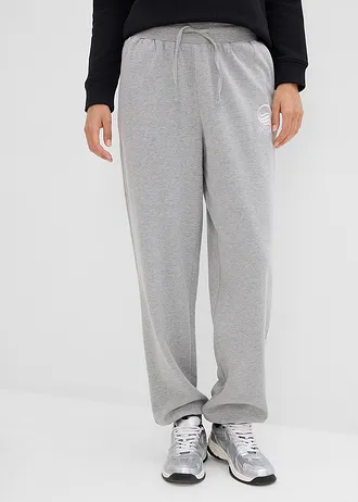 Sweatpants van katoen, Kleur: lichtgrijs gemêleerd-wit