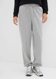 Spodnie dresowe z czystej bawełny • jasnoszary melanż + biały • sklep bonprix