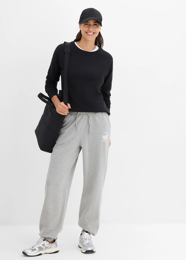 Pantalon sweat 100% coton • gris clair chiné-blanc • product-page.page-title-suffix