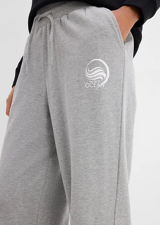 Sweatpants van katoen • lichtgrijs gemêleerd-wit • bonprix online shop