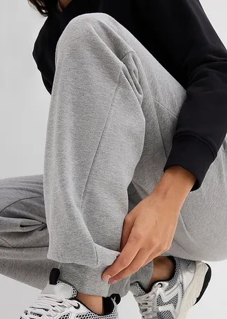 Sweatpants van katoen • lichtgrijs gemêleerd-wit • bonprix online shop
