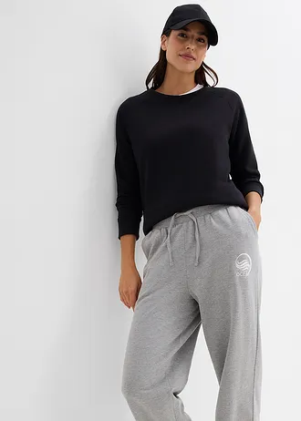 Sweatpants van katoen • lichtgrijs gemêleerd-wit • bonprix online shop