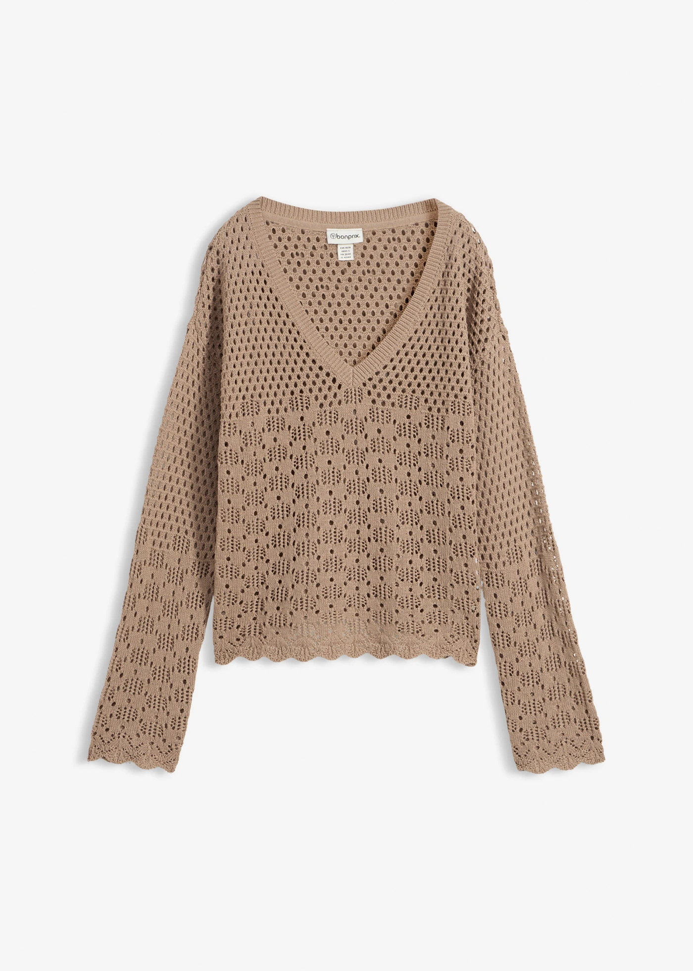 Lichte ajour trui • taupe • bonprix online shop