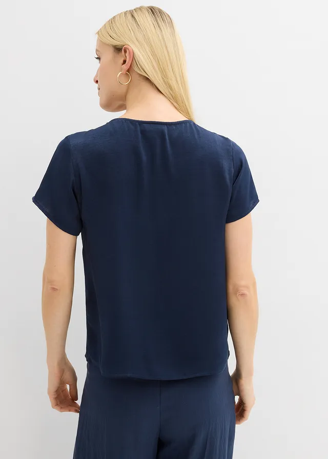 Tuniek van elegant satijn, Kleur: donkerblauw