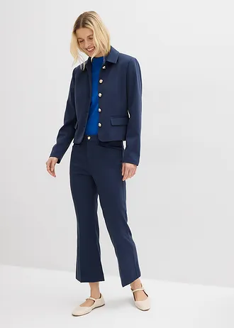 Flared 7/8 broek met decoratieve knoop • donkerblauw • bonprix online shop