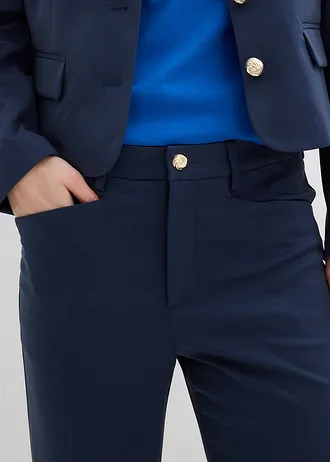 Flared 7/8 broek met decoratieve knoop • donkerblauw • bonprix online shop