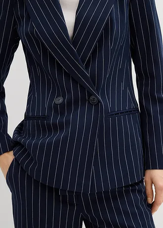 Blazer met krijtstreep • donkerblauw/wolwit gestreept • bonprix online shop