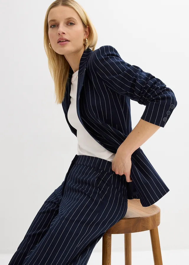 Blazer met krijtstreep • donkerblauw/wolwit gestreept • product-page.page-title-suffix