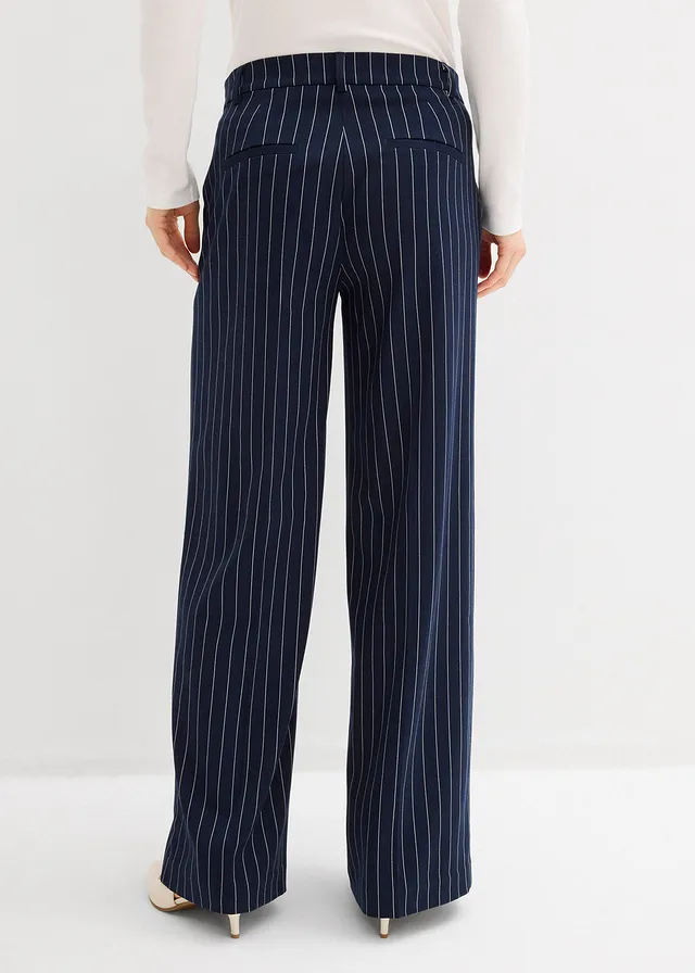 Marlene Dietrich broek met strepen • donkerblauw/wolwit gestreept • product-page.page-title-suffix