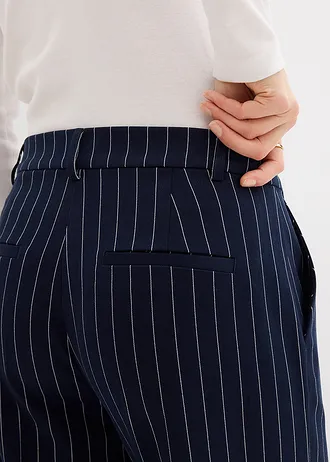 Pantalon large à pinces et rayures tennis • bleu foncé-écru rayé • Boutique bonprix