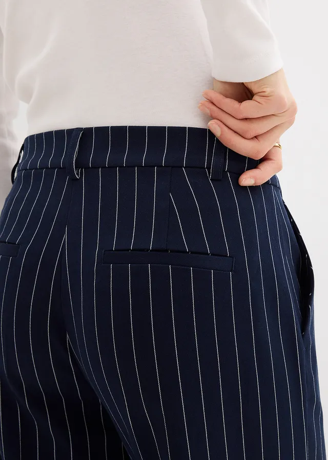 Marlene Dietrich broek met strepen • donkerblauw/wolwit gestreept • product-page.page-title-suffix