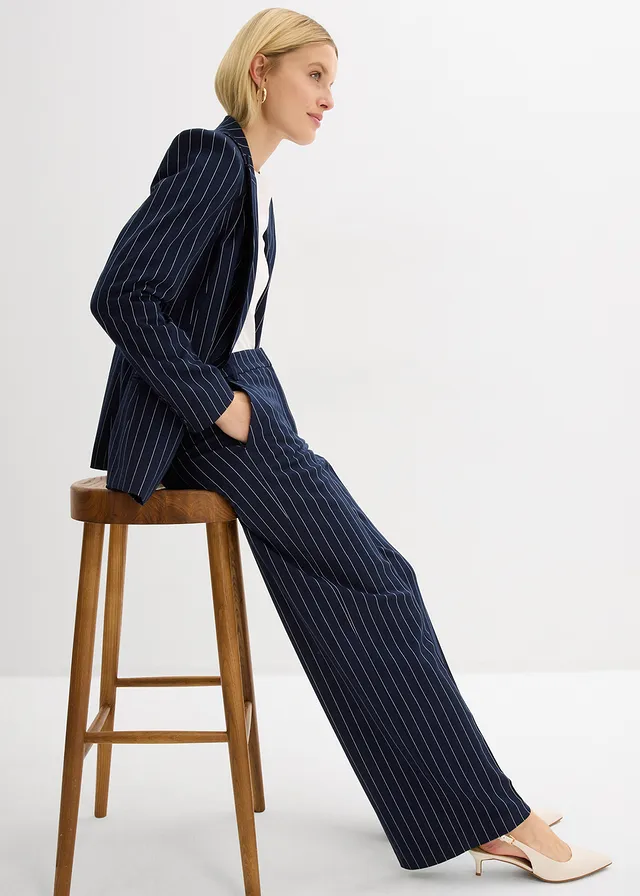 Marlene Dietrich broek met strepen • donkerblauw/wolwit gestreept • product-page.page-title-suffix