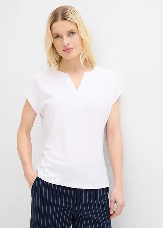 T-shirt met satijnen rand • wit • bonprix online shop