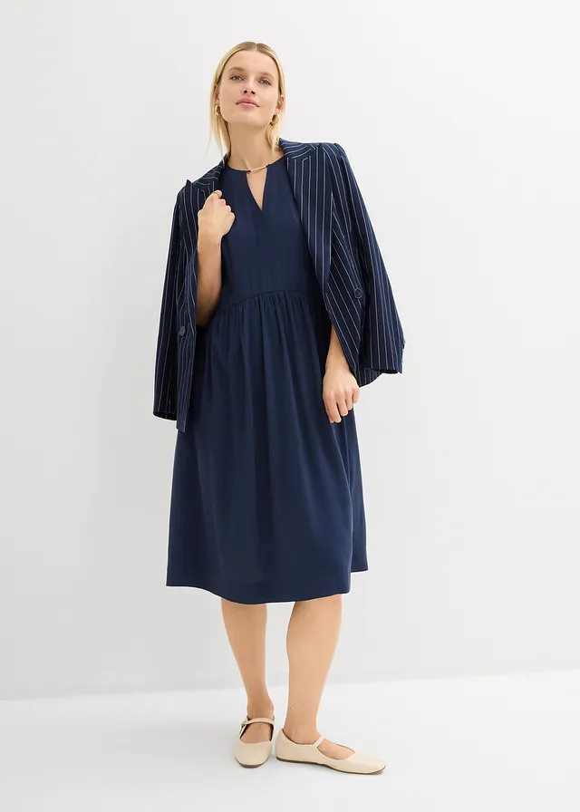 Rochie din amestec fin de viscoză, culoare: bleumarin