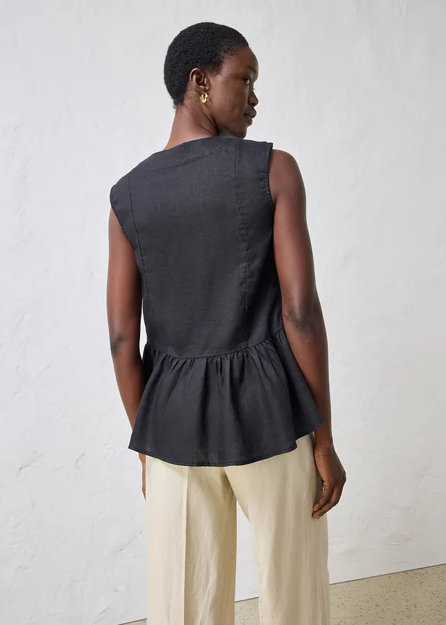 Linnen gilet, Kleur: zwart