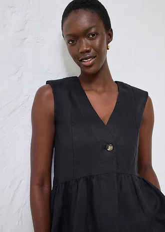 Linnen gilet • zwart • bonprix online shop