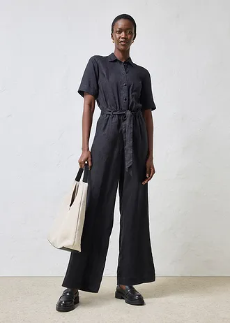Linnen jumpsuit • zwart • bonprix online shop