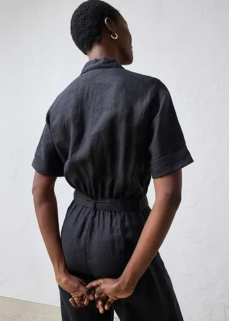 Linnen jumpsuit • zwart • bonprix online shop