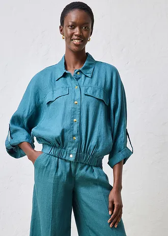 Blouson 100% lin • vert poivre • Boutique bonprix