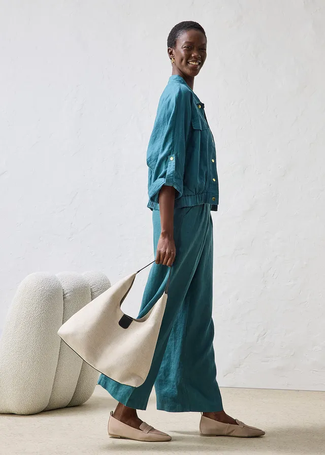 Blouson 100% lin vert poivre