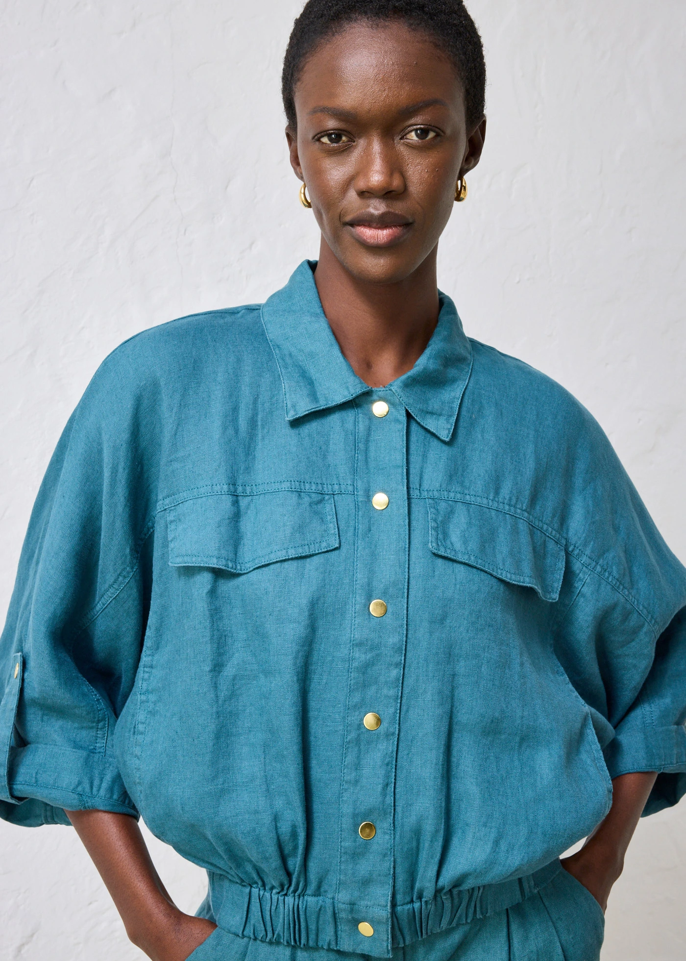 Blouson 100% lin • vert poivre • Boutique bonprix