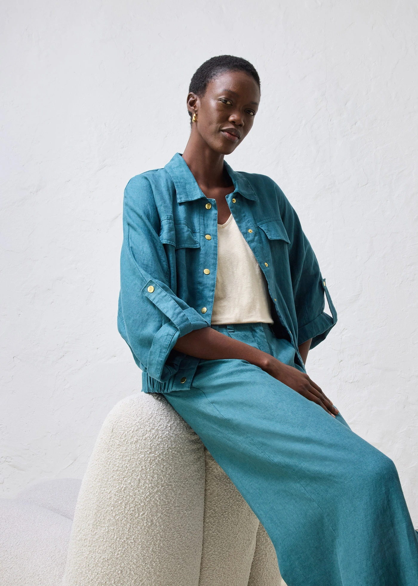 Bomber van puur linnen • pepergroen • bonprix online shop