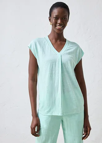 T-shirt van puur linnen, Kleur: lichtmint