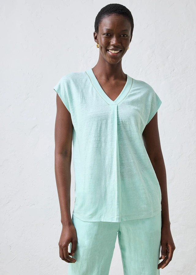 T-shirt 100% lin, Couleur: menthe clair