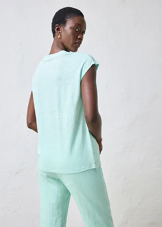 T-shirt van puur linnen • lichtmint • bonprix online shop