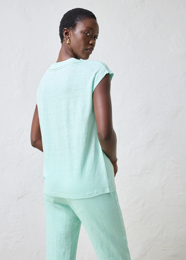 T-shirt 100% lin, Couleur: menthe clair