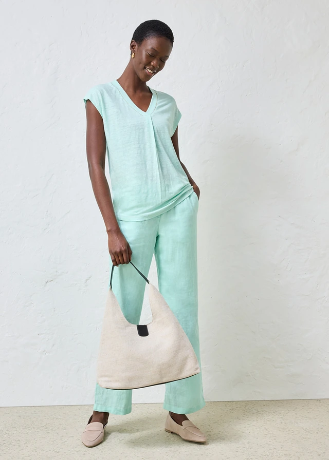 T-shirt 100% lin, Couleur: menthe clair