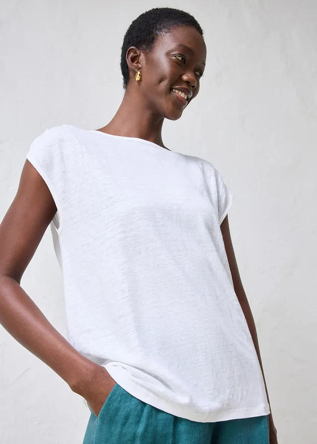 Shirt van puur linnen, Kleur: wit