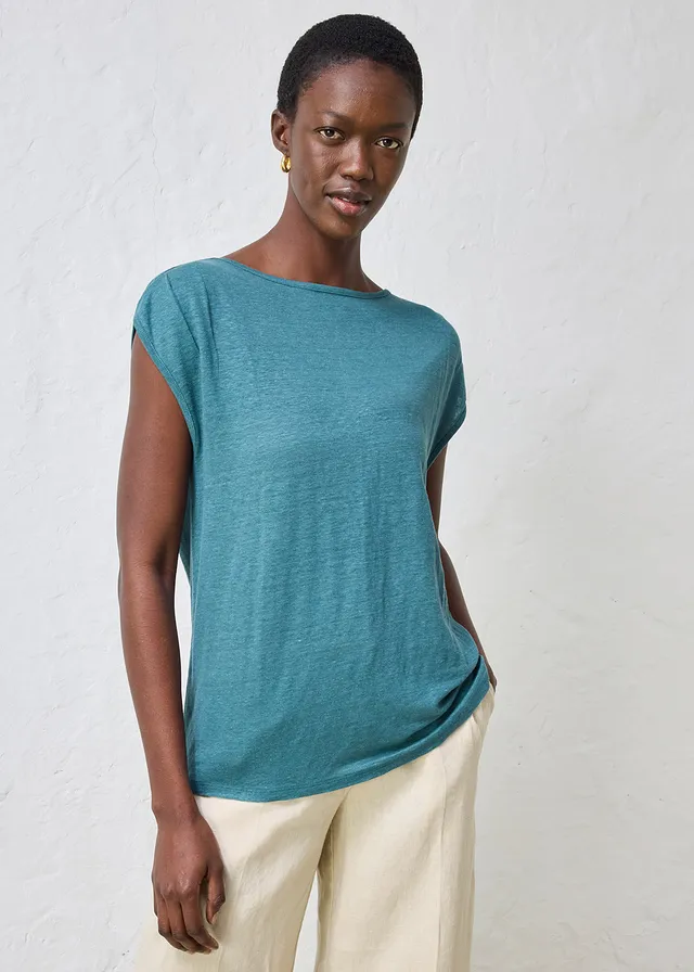 T-shirt 100% lin, Couleur: vert poivre