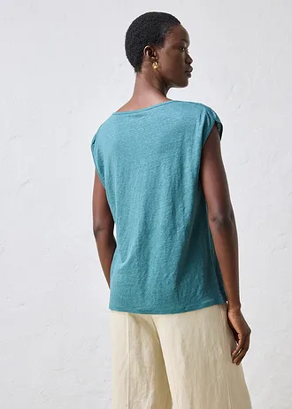 T-shirt 100% lin, Couleur: vert poivre
