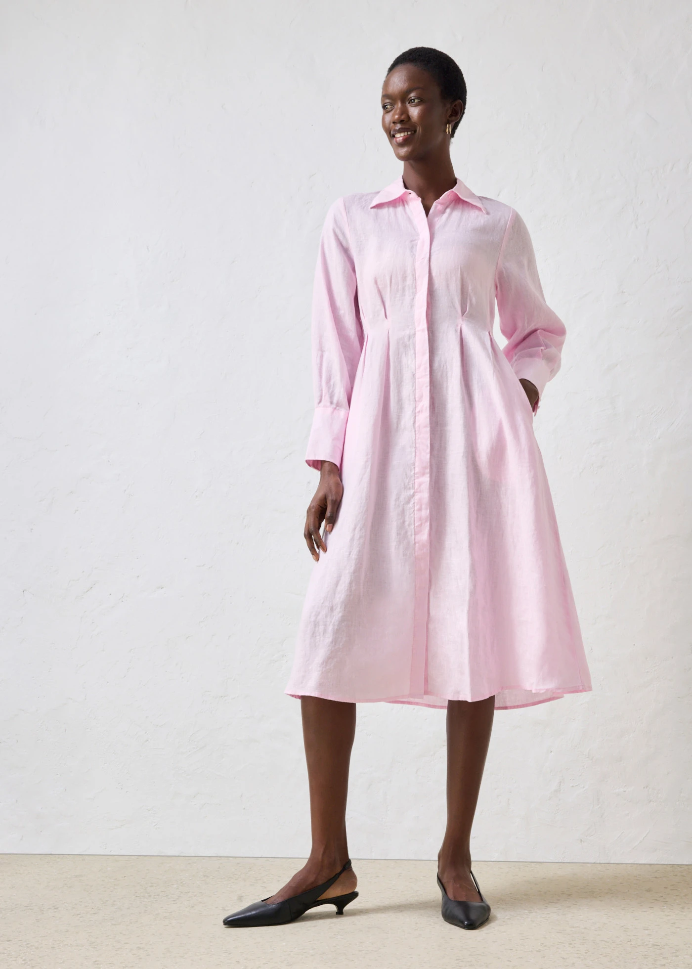 Robe-chemise 100% lin • rose cristal • Boutique bonprix