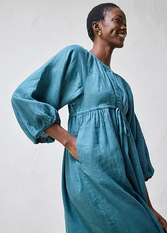 Rochie maxi din in 100% • verde-piper • magazin bonprix