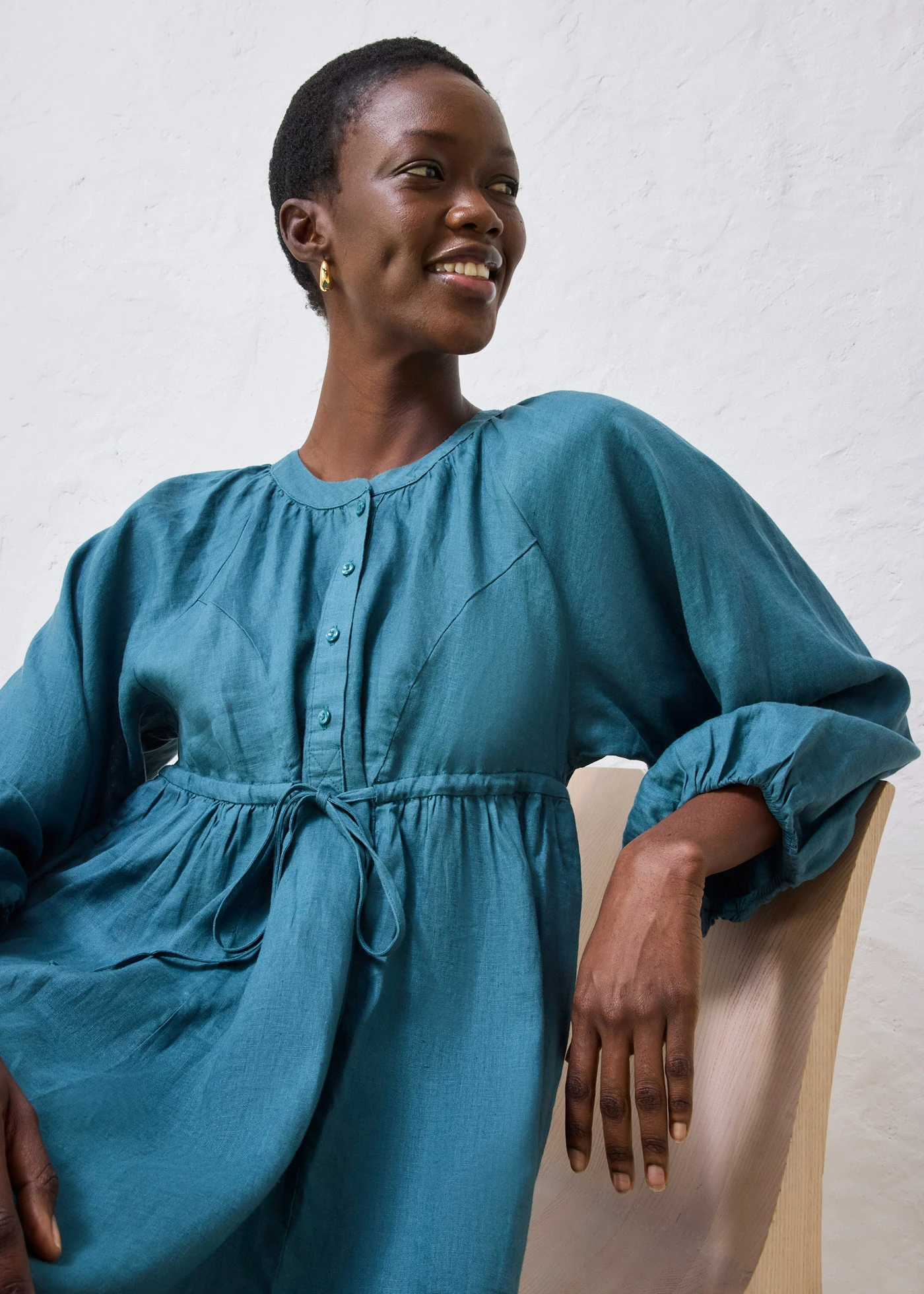 Rochie maxi din in 100% • verde-piper • magazin bonprix