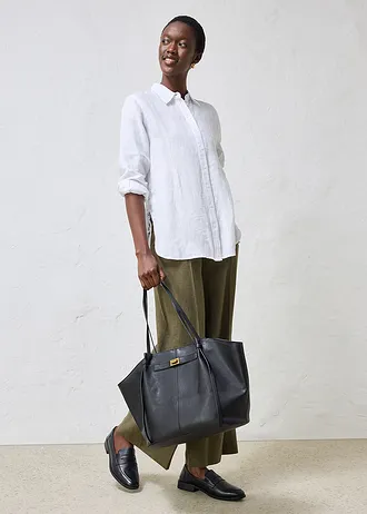 Chemisier 100 % lin, Couleur: blanc