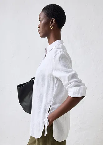 Overhemdblouse van linnen • wit • bonprix online shop