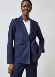 Blazer van suède, Kleur: donkerblauw